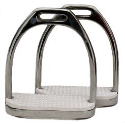 12C STALLION Stainless steel stirrups with white rubber threads