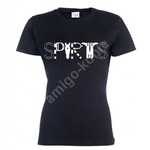 T-shirt bawełniany, damski HKM Sports - kolor czarny
