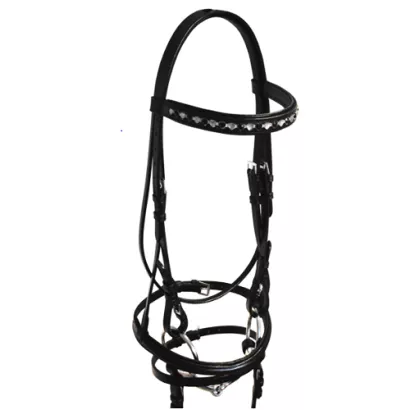 Ogłowie skórzane Hearts z nachrapnikiem kombinowanym - pony