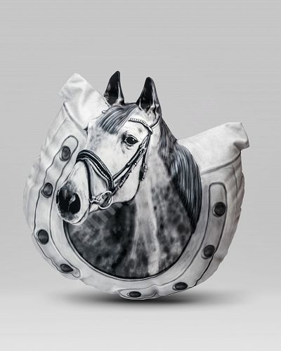 Lile Horses Pillow - Holsein  Horse Head in a Horseshoe