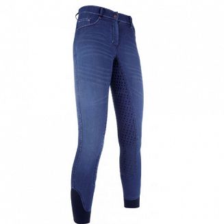 HKM Bryczesy młodzieżowe SUMMER Denim Easy Jeans z pełnym silikonowym lejem / 1105