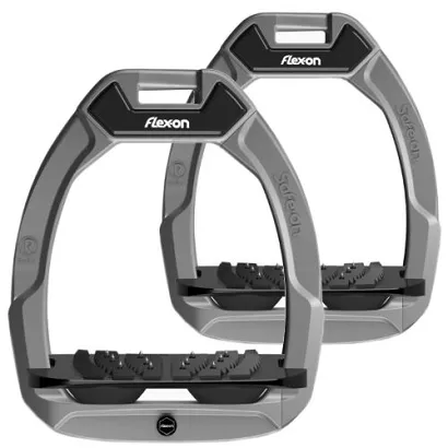 FLEX-ON Stirrups SAFE-ON - inclined ULTRA grip - silver grey