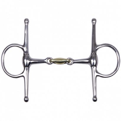 15235 STALLION-L Solid full cheek bit with copper link, stainless steel