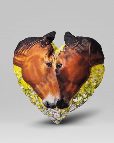 Poduszka w kształcie serca Lile Horses - Dwa konie