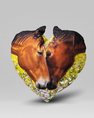 Lile Horses Heart-Shaped Pillow - Two Horses