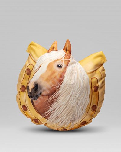 Poduszka Lile Horses - Głowa konia rasy Haflinger w podkowie