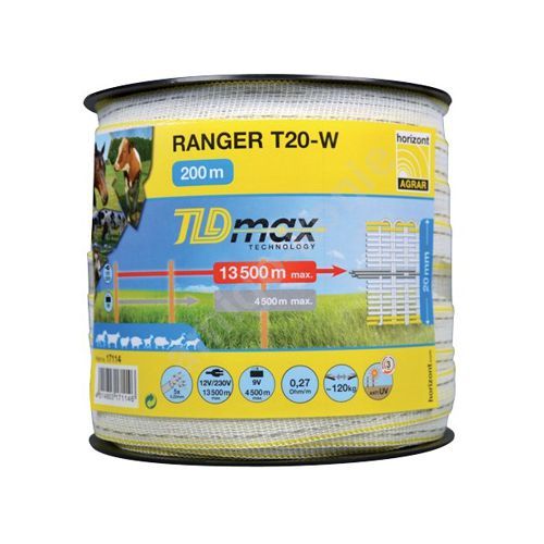 Taśma do ogrodzenia elektrycznego HORIZONT ROLOS Ranger T20-W TLD 200m x 20mm / 17114