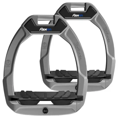 FLEX-ON Stirrups SAFE-ON - inclinet grip- silver grey