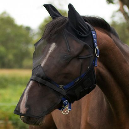 Siatka na głowę konia QHP z ochroną na nos, chroniąca przed owadami / 5240