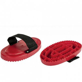 Plastic curry comb HKM - red